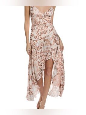 Bardot Blush Leopard High-Low Satin dress size M
